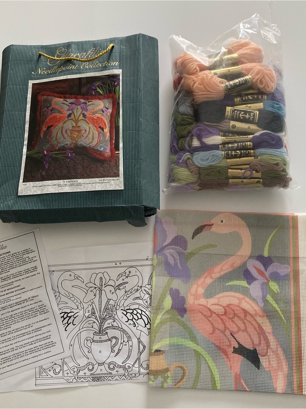 Glorafilia Flamingo Needlepoint Pillow KIT Number 4195 Flamingos - Picture 3 of 8